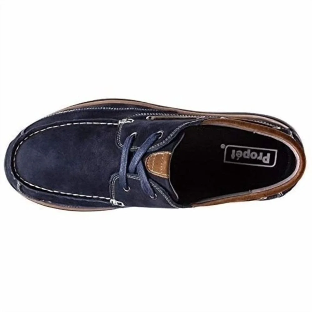 Propet Moccasin Pomeroy Men's Nubuck Boat 16 X-Wide US Slip-On Moc Toe Navy Blue